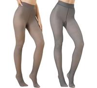 GXJIXf Faux Sheer Women's Fleece Lined Tights, Sheer Thermal Pantyhose, Thick Warm, for Cold Winter (brown+gray,S)