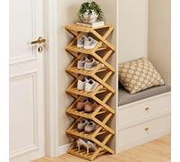 GXJIXf Foldable Bamboo Shoe Rack, Vertical Narrow Shoe Organizer, No Assembly Required, Space-Saving (A,7 layers)