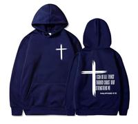 GXJIXf I Can Do all Things Through Christ Hoodie, Cross Sweatshirt, Christian Hoodies, Fleece Lining, for Women & Men (Navy,XL)