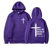 GXJIXf I Can Do all Things Through Christ Hoodie, Cross Sweatshirt, Christian Hoodies, Fleece Lining, for Women & Men (Purple,M)