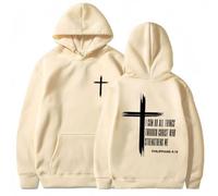 GXJIXf I Can Do all Things Through Christ Hoodie, Cross Sweatshirt, Christian Hoodies, Fleece Lining, for Women & Men (Apricot,M)