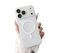 GXJIXf Magnetic Slim Frosted Minimalist Case for iPhone 17, Translucent Skin Feel Anti-Fingerprints, Built-in Camera Protector (White,17pro)