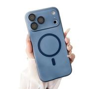 GXJIXf Magnetic Slim Frosted Minimalist Case for iPhone 17, Translucent Skin Feel Anti-Fingerprints, Built-in Camera Protector (Blue,17pro)