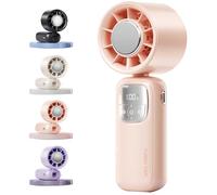 GXJIXf Portable Handheld Turbofan, Foldable Mini Ice Cooling Fan, 5 Speed Adjustable, Up to 12 Working Hours, for Outdoor/Indoor (pink)