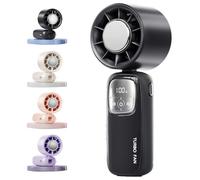 GXJIXf Portable Handheld Turbofan, Foldable Mini Ice Cooling Fan, 5 Speed Adjustable, Up to 12 Working Hours, for Outdoor/Indoor (Black)