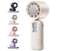 GXJIXf Portable Handheld Turbofan, Foldable Mini Ice Cooling Fan, 5 Speed Adjustable, Up to 12 Working Hours, for Outdoor/Indoor (off-white)