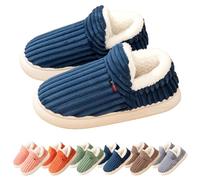 GXJIXf Puffy Slipper Booties for Women, Cloud Slippers, Comfy House Winter Warm Boots with Anti-Slip Sole (Navy Blue,X-L)