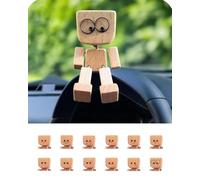 GXJIXf Shaking Wooden Man, Handcrafted Shaking Wooden Man Figurine, Car Dashboard Decorations, with 12 pcs Magnetic Expressions (TypeC)