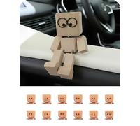 GXJIXf Shaking Wooden Man, Handcrafted Shaking Wooden Man Figurine, Car Dashboard Decorations, with 12 pcs Magnetic Expressions (TypeB)