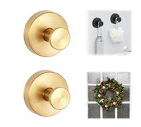 GXJIXf The Suction Cup Hooks for Door Wreaths, 2025 New No Drill Removable suction cup hook, for Window, Bathroom, Mirrors (golden,2pcs)