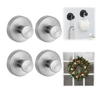 GXJIXf The Suction Cup Hooks for Door Wreaths, 2025 New No Drill Removable suction cup hook, for Window, Bathroom, Mirrors (silvery,4pcs)