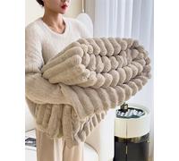 GXJIXf Thickened Rabbit Plush&Milk Velvet Cover Blanket, Ultra Sofa blanket, Faux Fur Blankets, for Winter Home Warm (Khaki,78.74 * 90.5in/200 * 230cm)