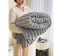 GXJIXf Thickened Rabbit Plush&Milk Velvet Cover Blanket, Ultra Sofa blanket, Faux Fur Blankets, for Winter Home Warm (L-gray,70.87 * 78.74in/180 * 200cm)
