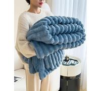 GXJIXf Thickened Rabbit Plush&Milk Velvet Cover Blanket, Ultra Sofa blanket, Faux Fur Blankets, for Winter Home Warm (Blue,47.24 * 78.74in/120 * 200cm)