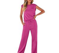 GXJIXf Two Piece Sets for Women Summer: Lounge Sleeveless Tracksuits, Loose and Slimming, Fashionable and Versatile (Rose Red,XXL)