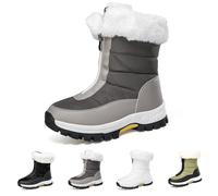 GXJIXf Women’s Non-Slip Warm Zipper Snow Boots, Anti-Slip Mid-Calf Winter Boots, Waterproof & Lightweight, for Outdoor Winter (Grey,40)