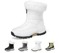 GXJIXf Women’s Non-Slip Warm Zipper Snow Boots, Anti-Slip Mid-Calf Winter Boots, Waterproof & Lightweight, for Outdoor Winter (White,37)