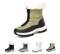 GXJIXf Women’s Non-Slip Warm Zipper Snow Boots, Anti-Slip Mid-Calf Winter Boots, Waterproof & Lightweight, for Outdoor Winter (Green,36)