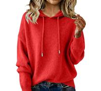 GXJIXf Women's Cashmere Sweaters, Cashmere Hoodies for Women, Cozy Knitted Drawstring Hooded Pullover, for Fall Winter (Red,XXL)