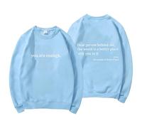 GXJIXf You Are Enough Sweatshirt, Dear Person Behind Me Sweatshirt, Mental Health Pullover Top, Autumn Fashion Outfits for Unisex (Blue,S)