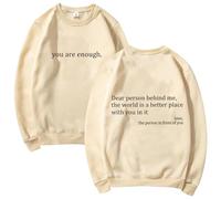 GXJIXf You Are Enough Sweatshirt, Dear Person Behind Me Sweatshirt, Mental Health Pullover Top, Autumn Fashion Outfits for Unisex (Khaki,XXL)
