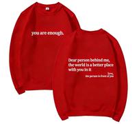 GXJIXf You Are Enough Sweatshirt, Dear Person Behind Me Sweatshirt, Mental Health Pullover Top, Autumn Fashion Outfits for Unisex (Red,XXL)