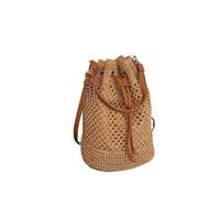 GXMDSGZ Borsa a secchiello da donna, borsa a tracolla spiaggia, a singola, a estiva, a in paglia Per lezioni, lavoro, vacanze(Khaki)