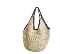 GXMDSGZ Borsa a tracolla da ascella di grande capacità, borsa spiaggia intrecciata, a singola Per lezioni, lavoro, vacanze(Off white)