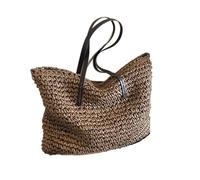 GXMDSGZ Borsa a tracolla intrecciata, casual, grande capacità, borsa da spiaggia, semplice, donna, borse estive for la spesa Per lezioni, lavoro, vacanze(Dark Brown)