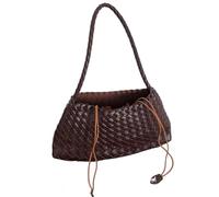 GXMDSGZ Borsa da donna in PU intrecciata a mano, borsa a secchiello a forma di barca a vela con cesto verdure, a tracolla casual vacanza Per lezioni, lavoro, vacanze(Choco)