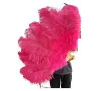 GXMDSGZ Ventaglio Piume 130CM/100CM Ventaglio Bianco Grande con Piume Soffici 13 Ossa Portatile for spettacoli di Danza Carnevale e Artigianato Fai da Te(2 Watermelon Red,Big Fan 1Pair(Two))