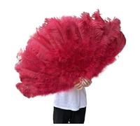 GXMDSGZ Ventaglio Piume 130CM/100CM Ventaglio Bianco Grande con Piume Soffici 13 Ossa Portatile for spettacoli di Danza Carnevale e Artigianato Fai da Te(7 Red Wine,Big Fan 1Pair(Two))