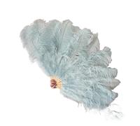 GXMDSGZ Ventaglio Piume 130CM/100CM Ventaglio Bianco Grande con Piume Soffici 13 Ossa Portatile for spettacoli di Danza Carnevale e Artigianato Fai da Te(27 Light Blue,Big Fan 1Pair(Two))