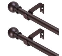 GXOACKJ Confezione da 2 aste per tende marroni per finestre da 81,9 a 122 cm, 1,5 cm, in metallo resistente, con staffe