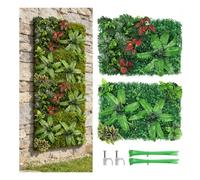 Gxpjycfob Pannelli da Parete per Piante Artificiali 60x40cm,Piante Artificiali Verde Pannello Pannello Per Parete,2Pezzi Finti Piatti per Piante con Foglie,Siepe Artificiale,Sfondo erboso