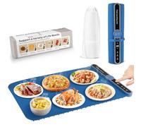 Gxpjycfob Vassoio Riscaldante Elettrico Pieghevole, Tappetino Rriscaldante Cucina in Silicone Flessibile con 9 Impostazioni di Temperatura da 40 a 120 ° C per Celebrazioni a Buffet da 60x38 cm (Blu)