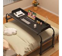 GXQFC 115-210CM Tavolino da Letto e Divano, Ruote Scrivania per Laptop Tavolino Serviletto Regolabile in Altezza 65-95CM Tavolino per Mangiare sul Letto (Color:Nero)