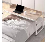 GXQFC 115-210CM Tavolino da Letto e Divano, Ruote Scrivania per Laptop Tavolino Serviletto Regolabile in Altezza 65-95CM Tavolino per Mangiare sul Letto (Color:Legno)
