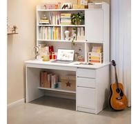 GXQFC Scrivania per Casa e Ufficio Bianca con Cassetti, Scrivania Moderna per Computer con Ripiani per Casa e Ufficio 120x45x165 cm