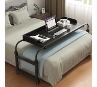 GXQFC Scrivania per Computer Portatile, Tavolino da Letto con 4 Ruote Bloccabili con Lunghezza e Altezza Regolabili per la Lettura/Colazione per Soggiorno Camera da Letto Uff