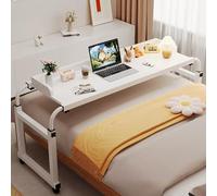GXQFC Scrivania sopra Il Letto, Scrivania per Laptop con Rotelle Tavolo sopra Il Letto Larghezza Regolabile 110-210cm E Regolabile in Altezza 65-95cm per la Lettura/Colazione(Color:Bianco)