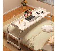 GXQFC Tavolino da Letto con Carrello, Scrivania per Computer A Croce, Tavolino Mobile da Tavolo Infermieristico per la Lettura/Colazione per Letto o Divano a Rotelle(Color:Bianco)