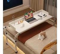 GXQFC Tavolino da Letto e Divano Ruote, Tavolino Mobile da Tavolo Infermieristico a Croce per Mangiare sul Letto con Lunghezza 115-210cm e Altezza 65-95cm Regolabili(Color:Bianco)