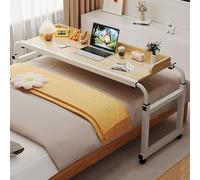GXQFC Tavolo per Mobilità sopra Il Letto con Ruote, Tavolo Multifunzionale per Lavoro Tavolino da Letto Scrivania per Computer A Croce Regolabile in Altezza 65-95cm E Lunghezza 115-210cm(Color:Legno)