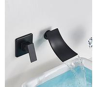 GXRQLHYZ Rubinetto for lavabo a Cascata Oro/Nero fissato al Muro for rubinetti da Bagno for for Vasca Miscelatore Acqua Calda e Fredda(Matte Black A)