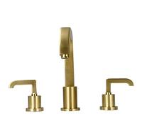 GXRQLHYZ Rubinetto for lavabo con Acqua Calda e Fredda for for Bagno Nero Montato su Piattaforma a Tre Fori Doppio Supporto in Ottone(Brushed Gold)