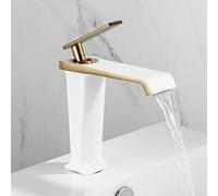 GXRQLHYZ Rubinetto for lavabo for da Bagno Foro Singolo for Maniglia Nero Rubinetti for Ponte Lavaggio Vintage Miscelatore for Miscelatore a Freddo Caldo Gru(White Gold)