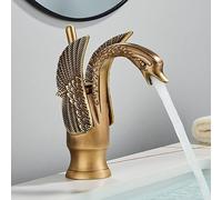 GXRQLHYZ Rubinetto for lavabo Gold Swan for Bagno Miscelatore for Acqua Calda e Fredda for for di Lusso in Rame Dorato Rubinetti for da(Short Retro Brass)
