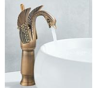 GXRQLHYZ Rubinetto for lavabo Gold Swan for Bagno Miscelatore for Acqua Calda e Fredda for for di Lusso in Rame Dorato Rubinetti for da(High Retro Brass)