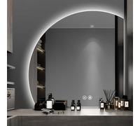 GXSDYYDS Specchio Bagno con Luce 90×90CM Specchio-Bagno-LED con 3 Colori Luce, Dimmerabile, Antifog, IP54 Vetro Temperato HD Specchio Retroilluminato Bagno Semicircolare, Funzione Memoria(B, 90×90CM)